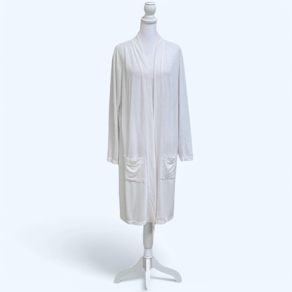 Fresh Produce White Long Cardigan Sz M L Lightweight Sweater Knit Open Front